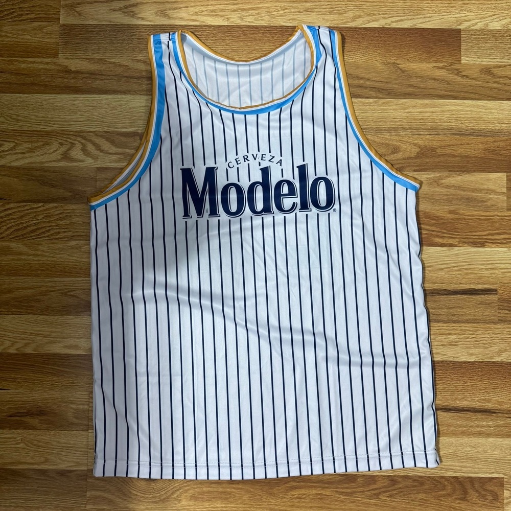 Cerveza Modelo Beer Promo Jersey Tank Top Mens XL Pinstripe Baseball Style 25